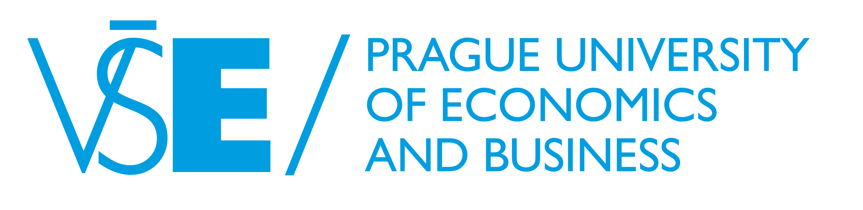 VŠE - logo blue - horizontal - English